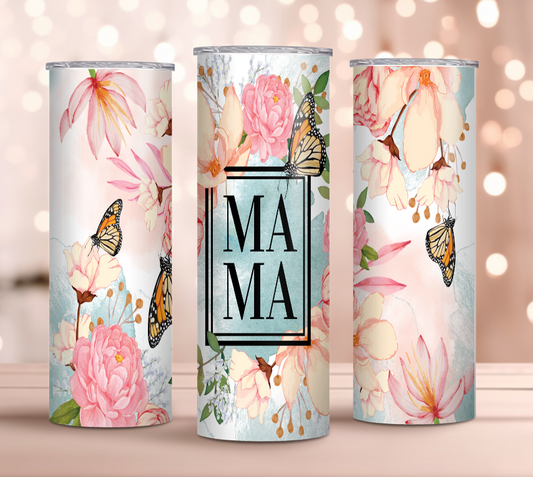 FLORAL BUTTERFLY MAMA TUMBLER