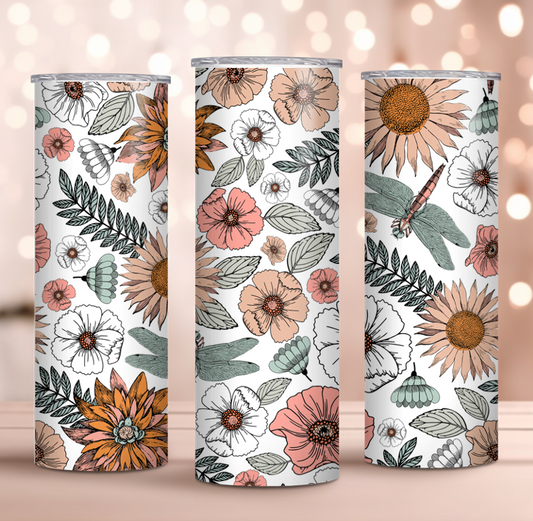 FLORAL DRAGONFLY TUMBLER