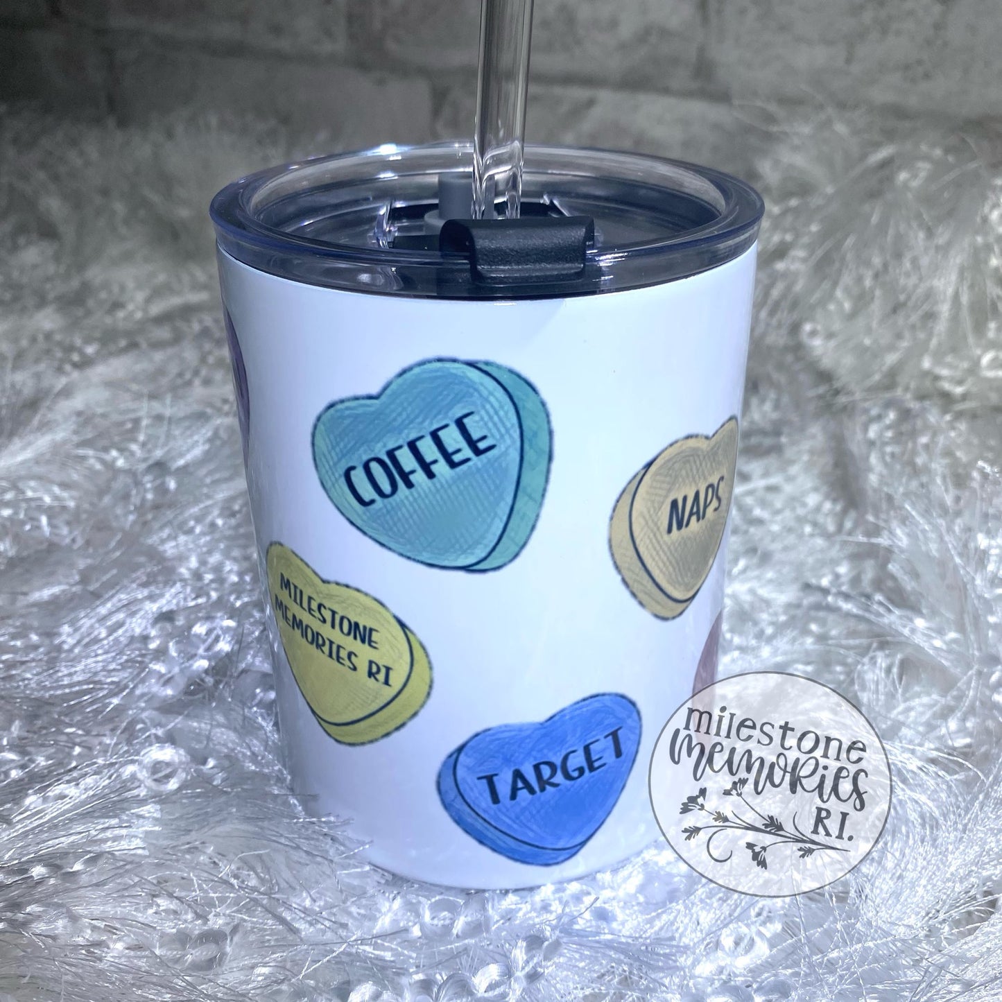 CONVERSATION HEARTS TUMBLER-CUSTOMIZABLE!